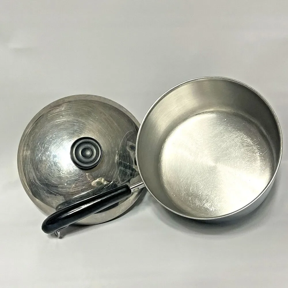 VTG Revere Ware 1801 3 Quart Saucepan With Lid Tri-Ply Aluminum Disc USA Clinton